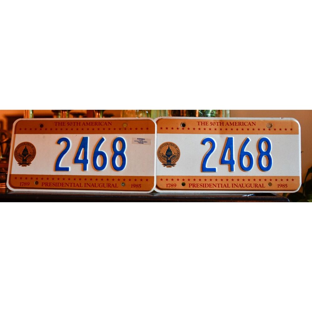 Set 1985 Reagan Bush Pair Presidential Inaugural Committee License Plate